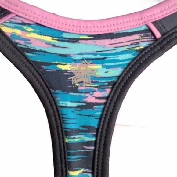 Tek Gear Women Blue Pink Yellow Watercolor Racerback Workout Tank Top Size XS - Picture 5 of 6